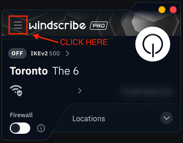 Preferences menu button location