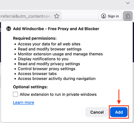 Confirming Add To Toolbar